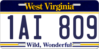 WV license plate 1AI809