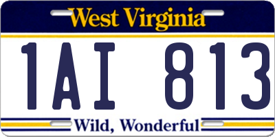 WV license plate 1AI813