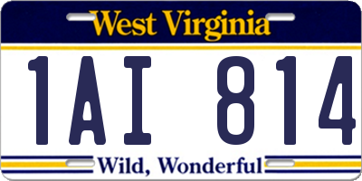 WV license plate 1AI814