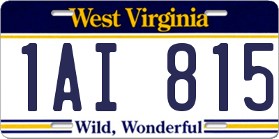 WV license plate 1AI815