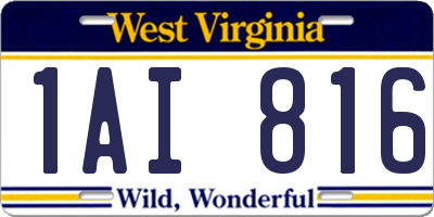 WV license plate 1AI816