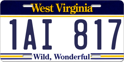 WV license plate 1AI817