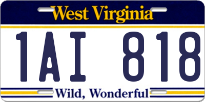 WV license plate 1AI818