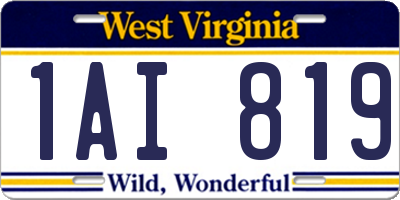 WV license plate 1AI819