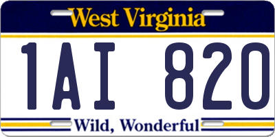 WV license plate 1AI820