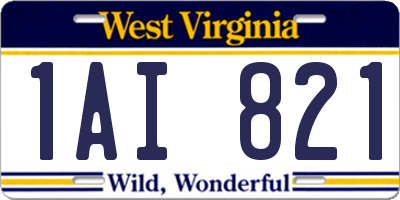 WV license plate 1AI821