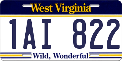 WV license plate 1AI822