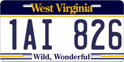 WV license plate 1AI826