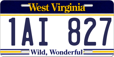 WV license plate 1AI827