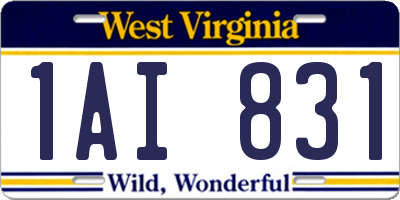 WV license plate 1AI831