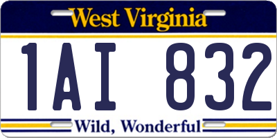 WV license plate 1AI832