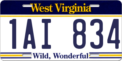 WV license plate 1AI834
