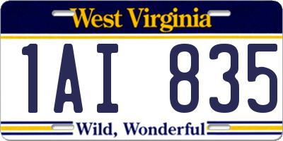 WV license plate 1AI835