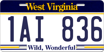 WV license plate 1AI836