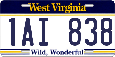 WV license plate 1AI838