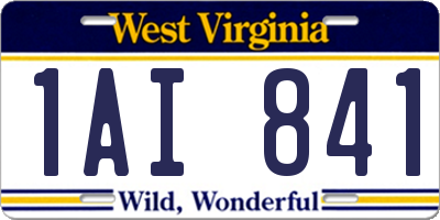 WV license plate 1AI841