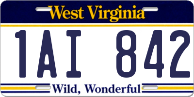 WV license plate 1AI842