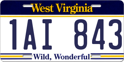 WV license plate 1AI843