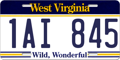 WV license plate 1AI845