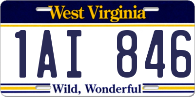 WV license plate 1AI846