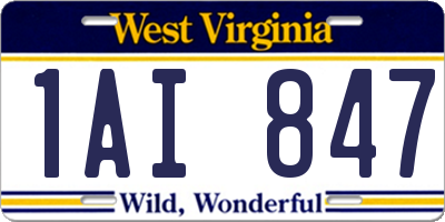 WV license plate 1AI847