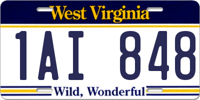 WV license plate 1AI848