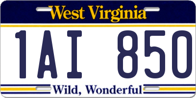 WV license plate 1AI850