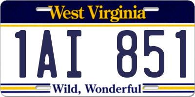 WV license plate 1AI851