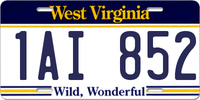 WV license plate 1AI852