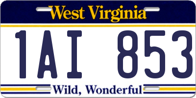 WV license plate 1AI853