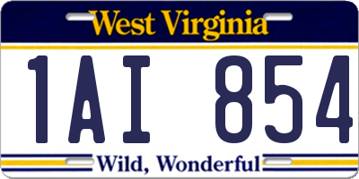 WV license plate 1AI854