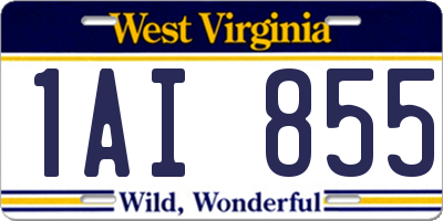 WV license plate 1AI855