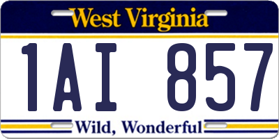 WV license plate 1AI857