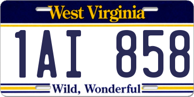 WV license plate 1AI858