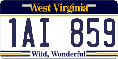 WV license plate 1AI859