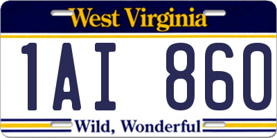 WV license plate 1AI860