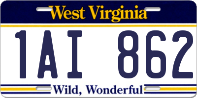 WV license plate 1AI862