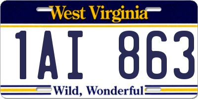 WV license plate 1AI863