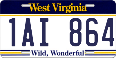 WV license plate 1AI864