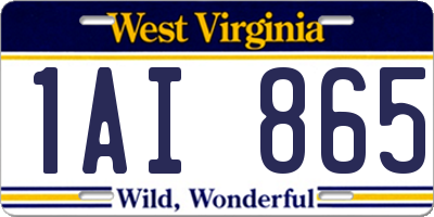 WV license plate 1AI865