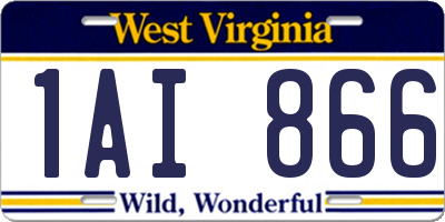 WV license plate 1AI866