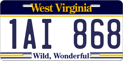 WV license plate 1AI868