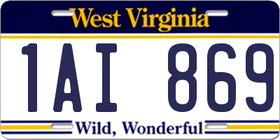 WV license plate 1AI869