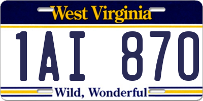 WV license plate 1AI870