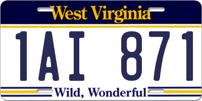 WV license plate 1AI871