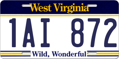 WV license plate 1AI872