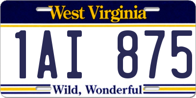 WV license plate 1AI875