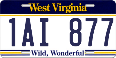 WV license plate 1AI877