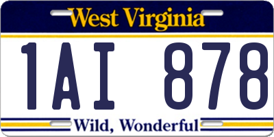 WV license plate 1AI878