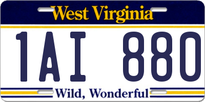 WV license plate 1AI880